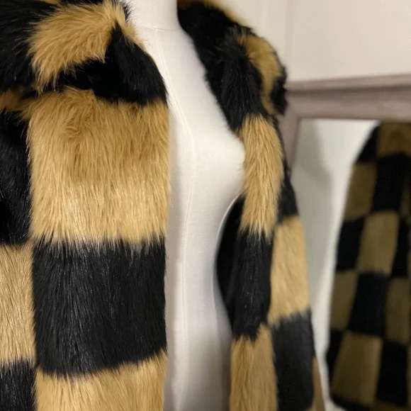 Stand Studio Nani Check Faux Fur Jacket - EU 40 - US 12-14 - Picture 5 of 6